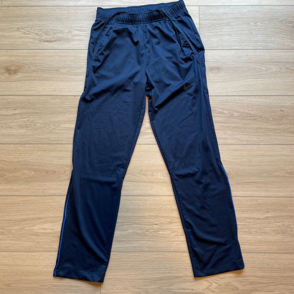 Nike Dri-FIT Mens Navy Blue Athletic Training Pants Small Drawstring Joggers